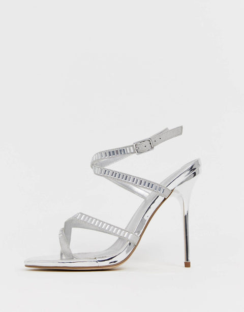 Silver heeled sandals